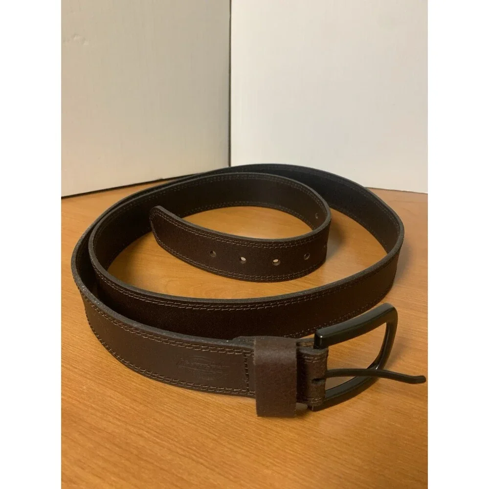 Dickies Brown Leather Men’s Belt Black Buckle Size 52”